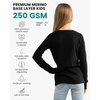 image:image100 Merino Wool Base Layer Kids Midweight Long Sleeve Thermal Underwear  Soft NonItchy Midweight 250 GSM KidsToddler Clothes Moisture Wicking 175um Long Sleeve OdorResistant UnderwearBlack