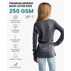 image:image100 Merino Wool Base Layer Kids Midweight Long Sleeve Thermal Underwear  Soft NonItchy Midweight 250 GSM KidsToddler Clothes Moisture Wicking 175um Long Sleeve OdorResistant UnderwearPerfect Gray