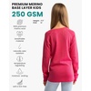 image:image100 Merino Wool Base Layer Kids Midweight Long Sleeve Thermal Underwear  Soft NonItchy Midweight 250 GSM KidsToddler Clothes Moisture Wicking 175um Long Sleeve OdorResistant UnderwearPink