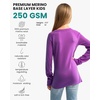 image:image100 Merino Wool Base Layer Kids Midweight Long Sleeve Thermal Underwear  Soft NonItchy Midweight 250 GSM KidsToddler Clothes Moisture Wicking 175um Long Sleeve OdorResistant UnderwearViolet Purple