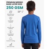 image:image100 Merino Wool Base Layer Kids Midweight Long Sleeve Thermal Underwear  Soft NonItchy Midweight 250 GSM KidsToddler Clothes Moisture Wicking 175um Long Sleeve OdorResistant UnderwearCobalt Blue