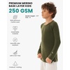 image:image100 Merino Wool Base Layer Kids Midweight Long Sleeve Thermal Underwear  Soft NonItchy Midweight 250 GSM KidsToddler Clothes Moisture Wicking 175um Long Sleeve OdorResistant UnderwearDark Olive