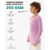 image:image100 Merino Wool Base Layer Kids Midweight Long Sleeve Thermal Underwear  Soft NonItchy Midweight 250 GSM KidsToddler Clothes Moisture Wicking 175um Long Sleeve OdorResistant UnderwearHeather Lilac