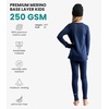 image:image100 Merino Wool Base Layer Kids Set  Midweight Unisex Thermal Underwear  Soft NonItchy Kids  Toddler Clothes Set 250 gsm 175um Long Sleeve amp Pants amp Beanie Moisture wicking OdorResistantNavy