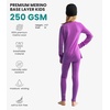 image:image100 Merino Wool Base Layer Kids Set  Midweight Unisex Thermal Underwear  Soft NonItchy Kids  Toddler Clothes Set 250 gsm 175um Long Sleeve amp Pants amp Beanie Moisture wicking OdorResistantViolet Purple