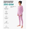 image:image100 Merino Wool Base Layer Kids Set  Midweight Unisex Thermal Underwear  Soft NonItchy Kids  Toddler Clothes Set 250 gsm 175um Long Sleeve amp Pants amp Beanie Moisture wicking OdorResistantHeather Lilac