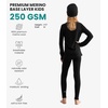 image:image100 Merino Wool Base Layer Kids Set  Midweight Unisex Thermal Underwear  Soft NonItchy Kids  Toddler Clothes Set 250 gsm 175um Long Sleeve amp Pants amp Beanie Moisture wicking OdorResistantBlack