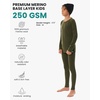 image:image100 Merino Wool Base Layer Kids Set  Midweight Unisex Thermal Underwear  Soft NonItchy Kids  Toddler Clothes Set 250 gsm 175um Long Sleeve amp Pants amp Beanie Moisture wicking OdorResistantDark Olive