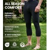 image:image100 Merino Wool Base Layer Mens Long Johns  Thermal Underwear Bottoms  Long and 34 Length Thermal Leggins Breathable Naturally OdorResistant Ideal for Hiking Running Everyday Wear200 Black 34 Length