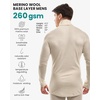 image:image100 Merino Wool Base Layer Mens Turtleneck  Merino Wool Sweater Men Shirt  Low and High Neck Midweight Shirt Breathable Naturally OdorResistant Soft Warm Hiking Skiing Cold Weather Base Layer260 Natural White High
