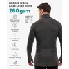 image:image100 Merino Wool Base Layer Mens Turtleneck  Merino Wool Sweater Men Shirt  Low and High Neck Midweight Shirt Breathable Naturally OdorResistant Soft Warm Hiking Skiing Cold Weather Base Layer260 Heathered Black High
