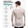 image:image100 Merino Wool Base Layer Mens Turtleneck  Merino Wool Sweater Men Shirt  Low and High Neck Midweight Shirt Breathable Naturally OdorResistant Soft Warm Hiking Skiing Cold Weather Base Layer260 Light Grey Low
