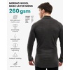 image:image100 Merino Wool Base Layer Mens Turtleneck  Merino Wool Sweater Men Shirt  Low and High Neck Midweight Shirt Breathable Naturally OdorResistant Soft Warm Hiking Skiing Cold Weather Base Layer260 Heathered Black Low