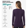 image:image100 Merino Wool Base Layer Women  Thermal Merino Wool Shirt Women  Lightweight Shirts Breathable Naturally OdorResistant MoistureWicking Ideal for Hiking Travel Outdoor Everyday WearS 190 Dark Purple
