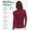 image:image100 Merino Wool Base Layer Women  Thermal Merino Wool Shirt Women  Lightweight Shirts Breathable Naturally OdorResistant MoistureWicking Ideal for Hiking Travel Outdoor Everyday WearS 190 Burgundy