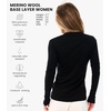 image:image100 Merino Wool Base Layer Women  Thermal Merino Wool Shirt Women  Lightweight Shirts Breathable Naturally OdorResistant MoistureWicking Ideal for Hiking Travel Outdoor Everyday WearC 190 Black