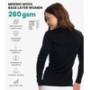 image:image100 Merino Wool Base Layer Women  Thermal Merino Wool Shirt Women  Lightweight Shirts Breathable Naturally OdorResistant MoistureWicking Ideal for Hiking Travel Outdoor Everyday WearS 190 Black