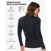 image:image100 Merino Wool Base Layer Women  Thermal Merino Wool Shirt Women  Lightweight Shirts Breathable Naturally OdorResistant MoistureWicking Ideal for Hiking Travel Outdoor Everyday WearV 190 Melange Black