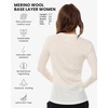image:image100 Merino Wool Base Layer Women  Thermal Merino Wool Shirt Women  Lightweight Shirts Breathable Naturally OdorResistant MoistureWicking Ideal for Hiking Travel Outdoor Everyday WearV 190 Creamy
