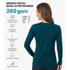 image:image100 Merino Wool Base Layer Women  Thermal Merino Wool Shirt Women  Lightweight Shirts Breathable Naturally OdorResistant MoistureWicking Ideal for Hiking Travel Outdoor Everyday WearS 190 Deep Teal