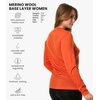 image:image100 Merino Wool Base Layer Women  Thermal Merino Wool Shirt Women  Lightweight Shirts Breathable Naturally OdorResistant MoistureWicking Ideal for Hiking Travel Outdoor Everyday WearC170 Orange