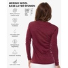 image:image100 Merino Wool Base Layer Women  Thermal Merino Wool Shirt Women  Lightweight Shirts Breathable Naturally OdorResistant MoistureWicking Ideal for Hiking Travel Outdoor Everyday WearV 190 Burgundy