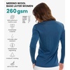 image:image100 Merino Wool Base Layer Women  Thermal Merino Wool Shirt Women  Lightweight Shirts Breathable Naturally OdorResistant MoistureWicking Ideal for Hiking Travel Outdoor Everyday WearS 190 Denim