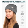 image:image100 Merino Wool Beanie Kids  Unisex Wool Cap 175um for Kids Toddler Hat  Soft NonItchy Breathable 175um Running Hat UV Protection OdorResistant MoistureWicking All Season 250 gsm Skull CapGrey Melange
