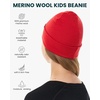 image:image100 Merino Wool Beanie Kids  Unisex Wool Cap 175um for Kids Toddler Hat  Soft NonItchy Breathable 175um Running Hat UV Protection OdorResistant MoistureWicking All Season 250 gsm Skull CapCherry Red