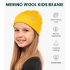 image:image100 Merino Wool Beanie Kids  Unisex Wool Cap 175um for Kids Toddler Hat  Soft NonItchy Breathable 175um Running Hat UV Protection OdorResistant MoistureWicking All Season 250 gsm Skull CapMustard