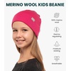 image:image100 Merino Wool Beanie Kids  Unisex Wool Cap 175um for Kids Toddler Hat  Soft NonItchy Breathable 175um Running Hat UV Protection OdorResistant MoistureWicking All Season 250 gsm Skull CapPink