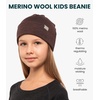 image:image100 Merino Wool Beanie Kids  Unisex Wool Cap 175um for Kids Toddler Hat  Soft NonItchy Breathable 175um Running Hat UV Protection OdorResistant MoistureWicking All Season 250 gsm Skull CapChocolate