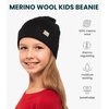 image:image100 Merino Wool Beanie Kids  Unisex Wool Cap 175um for Kids Toddler Hat  Soft NonItchy Breathable 175um Running Hat UV Protection OdorResistant MoistureWicking All Season 250 gsm Skull CapBlack