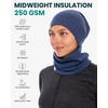 image:image100 Merino Wool Beanie Neck Gaiter Combo Unisex 175um Scull Cap 4 Season  Soft NonItchy Cooling Breathable 250 GSM UV Protection Hiking amp Running Accessories OdorResistant Cold Weather GearNavy Blue