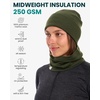 image:image100 Merino Wool Beanie Neck Gaiter Combo Unisex 175um Scull Cap 4 Season  Soft NonItchy Cooling Breathable 250 GSM UV Protection Hiking amp Running Accessories OdorResistant Cold Weather GearArmy Green