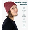 image:image100 Merino Wool Beanie for Women Men  Set Adult Skull Cap 175um amp Socks  Soft NonItchy Beanie Breathable Running Hat UV Protection OdorResistant MoistureWicking All Season 250 gsm BeanieBurgundy