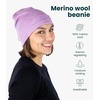 image:image100 Merino Wool Beanie for Women Men  Set Adult Skull Cap 175um amp Socks  Soft NonItchy Beanie Breathable Running Hat UV Protection OdorResistant MoistureWicking All Season 250 gsm BeanieHeather Lilac
