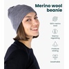 image:image100 Merino Wool Beanie for Women Men  Set Adult Skull Cap 175um amp Socks  Soft NonItchy Beanie Breathable Running Hat UV Protection OdorResistant MoistureWicking All Season 250 gsm BeanieGrey Melange