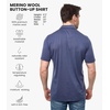 image:image100 Merino Wool Button Up Shirt Men  Long amp Short Sleeve Breathable  Lightweight Breathable Merino Wool Naturally OdorResistant Soft Office Casual Outdoor Shirt with PocketDark Blue Short