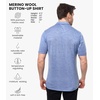 image:image100 Merino Wool Button Up Shirt Men  Long amp Short Sleeve Breathable  Lightweight Breathable Merino Wool Naturally OdorResistant Soft Office Casual Outdoor Shirt with PocketDeep Blue Short