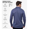 image:image100 Merino Wool Button Up Shirt Men  Long amp Short Sleeve Breathable  Lightweight Breathable Merino Wool Naturally OdorResistant Soft Office Casual Outdoor Shirt with PocketDark Blue Long