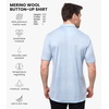image:image100 Merino Wool Button Up Shirt Men  Long amp Short Sleeve Breathable  Lightweight Breathable Merino Wool Naturally OdorResistant Soft Office Casual Outdoor Shirt with PocketOxford Blue Short