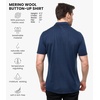 image:image100 Merino Wool Button Up Shirt Men  Long amp Short Sleeve Breathable  Lightweight Breathable Merino Wool Naturally OdorResistant Soft Office Casual Outdoor Shirt with PocketNavy Short