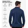 image:image100 Merino Wool Button Up Shirt Men  Long amp Short Sleeve Breathable  Lightweight Breathable Merino Wool Naturally OdorResistant Soft Office Casual Outdoor Shirt with PocketNavy Long