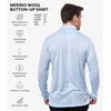image:image100 Merino Wool Button Up Shirt Men  Long amp Short Sleeve Breathable  Lightweight Breathable Merino Wool Naturally OdorResistant Soft Office Casual Outdoor Shirt with PocketOxford Blue Long