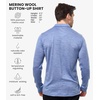 image:image100 Merino Wool Button Up Shirt Men  Long amp Short Sleeve Breathable  Lightweight Breathable Merino Wool Naturally OdorResistant Soft Office Casual Outdoor Shirt with PocketDeep Blue Long