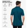 image:image100 Merino Wool Button Up Shirt Men  Long amp Short Sleeve Breathable  Lightweight Breathable Merino Wool Naturally OdorResistant Soft Office Casual Outdoor Shirt with PocketDeep Teal Short