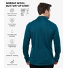 image:image100 Merino Wool Button Up Shirt Men  Long amp Short Sleeve Breathable  Lightweight Breathable Merino Wool Naturally OdorResistant Soft Office Casual Outdoor Shirt with PocketDeep Teal Long