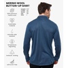 image:image100 Merino Wool Button Up Shirt Men  Long amp Short Sleeve Breathable  Lightweight Breathable Merino Wool Naturally OdorResistant Soft Office Casual Outdoor Shirt with PocketDenim Long