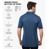 image:image100 Merino Wool Button Up Shirt Men  Long amp Short Sleeve Breathable  Lightweight Breathable Merino Wool Naturally OdorResistant Soft Office Casual Outdoor Shirt with PocketDenim Short